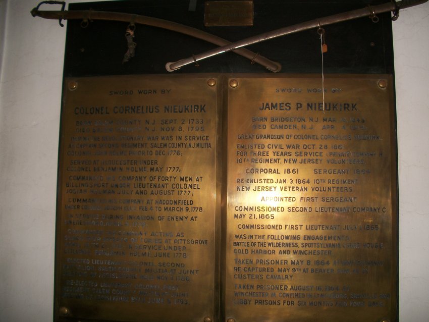 Col Cornelius Nieukirk plaque